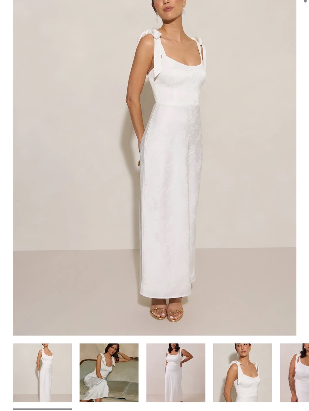 Park & Fifth White Tie-Shoulder Maxi Dress Mercier